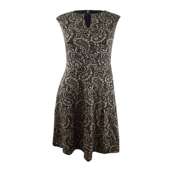 Tommy Hilfiger Women's Paisley-Print A-Line Dress - Black/Gold - Picture 1 of 2